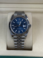 Load image into Gallery viewer, Rolex Datejust 41mm Stainless Steel Fluted Jubilee Blue Stick Dial