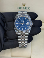 Load image into Gallery viewer, Rolex Datejust 41mm Stainless Steel Fluted Jubilee Blue Stick Dial