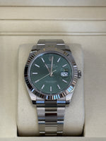 Load image into Gallery viewer, Rolex Datejust 41mm Stainless Steel Fluted Oyster Mint Green Stick Dial - 126334