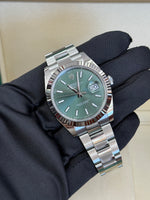 Load image into Gallery viewer, Rolex Datejust 41mm Stainless Steel Fluted Oyster Mint Green Stick Dial - 126334