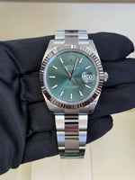 Load image into Gallery viewer, Rolex Datejust 41mm Stainless Steel Fluted Oyster Mint Green Stick Dial - 126334