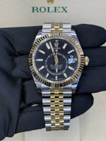 Load image into Gallery viewer, Rolex Sky-Dweller 42mm Two-Tone Yellow Fluted Jubilee Black Index Dial - 336933