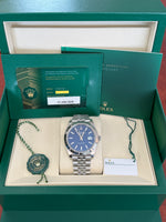 Load image into Gallery viewer, Rolex Datejust 41mm Stainless Steel Fluted Jubilee Blue Stick Dial