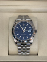 Load image into Gallery viewer, Rolex Datejust 41mm Stainless Steel Fluted Jubilee Blue Stick Dial