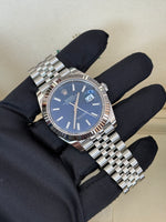 Load image into Gallery viewer, Rolex Datejust 41mm Stainless Steel Fluted Jubilee Blue Stick Dial