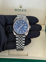 Load image into Gallery viewer, Rolex Datejust 41mm Stainless Steel Fluted Jubilee Blue Stick Dial