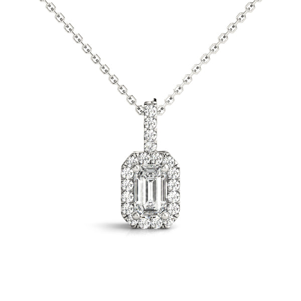 Emerald Cut Halo Pendant