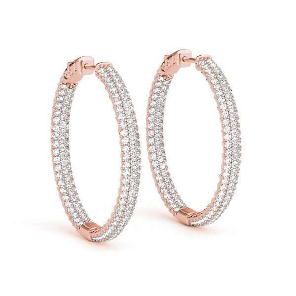 .8 Inch 3 Row Pave Round Hoop