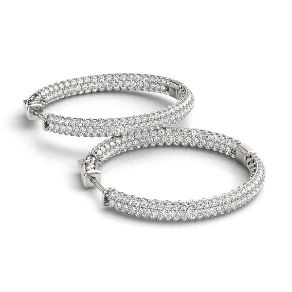 .8 Inch 3 Row Pave Round Hoop