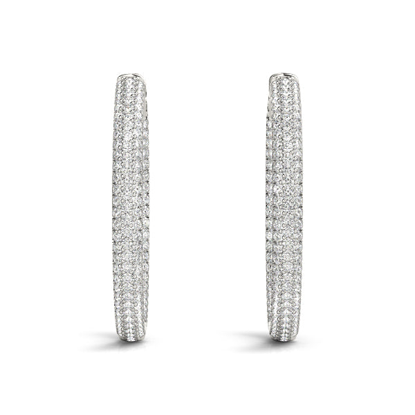 .8 Inch 3 Row Pave Round Hoop