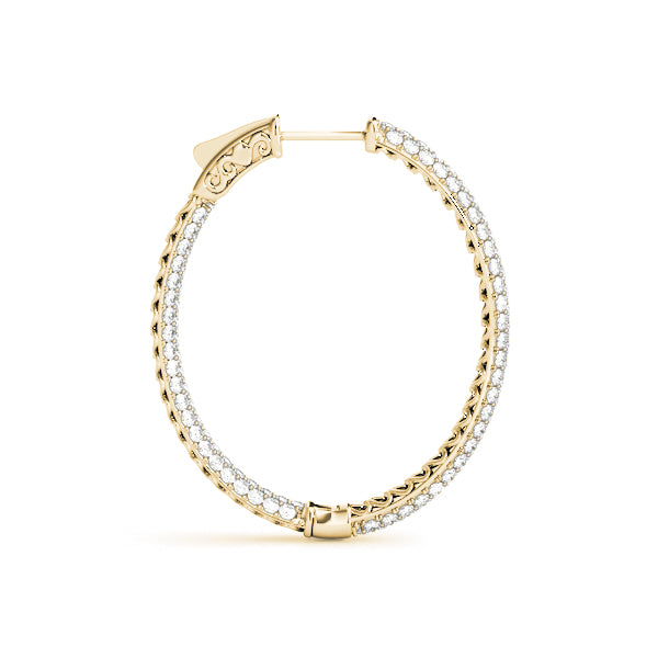1.5 Inch 3 Row Pave Oval Hoop