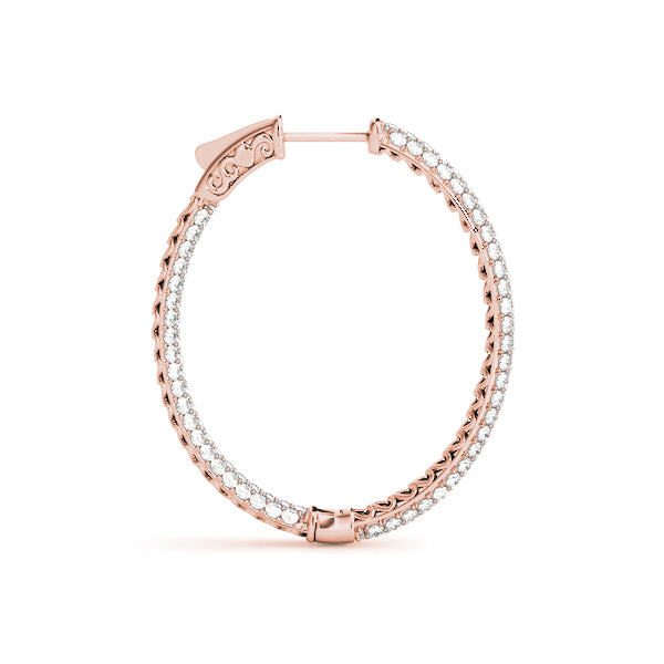 1.5 Inch 3 Row Pave Oval Hoop