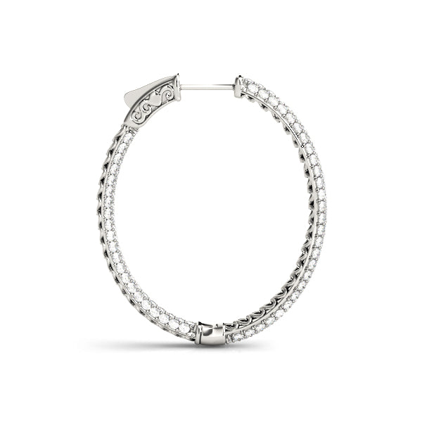 1.5 Inch 3 Row Pave Oval Hoop