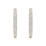 Load image into Gallery viewer, 1.5 Inch 3 Row Pave Oval Hoop
