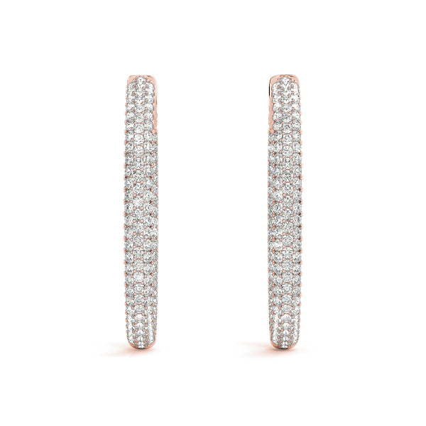 1.5 Inch 3 Row Pave Oval Hoop