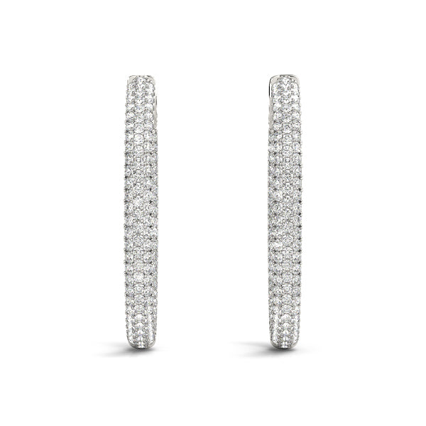 1.5 Inch 3 Row Pave Oval Hoop