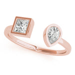 Load image into Gallery viewer, Pear &amp; Princess Cut Diamond Open Ring in 14KT Gold (0.55 CT Total)

