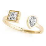 Load image into Gallery viewer, Pear &amp; Princess Cut Diamond Open Ring in 14KT Gold (0.55 CT Total)

