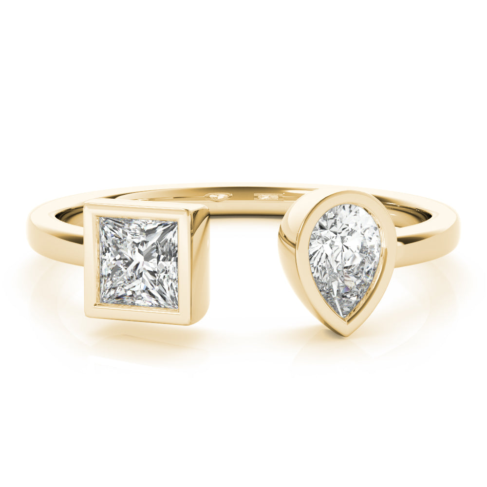 Pear & Princess Cut Diamond Open Ring in 14KT Gold (0.55 CT Total)