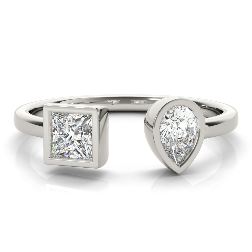 Pear & Princess Cut Diamond Open Ring in 14KT Gold (0.55 CT Total)