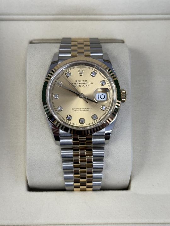 Datejust 36mm two tone yellow jubilee champagne diamond dial