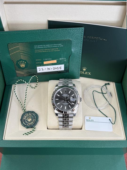 Datejust 41mm stainless steel fluted jubilee slate stick dial