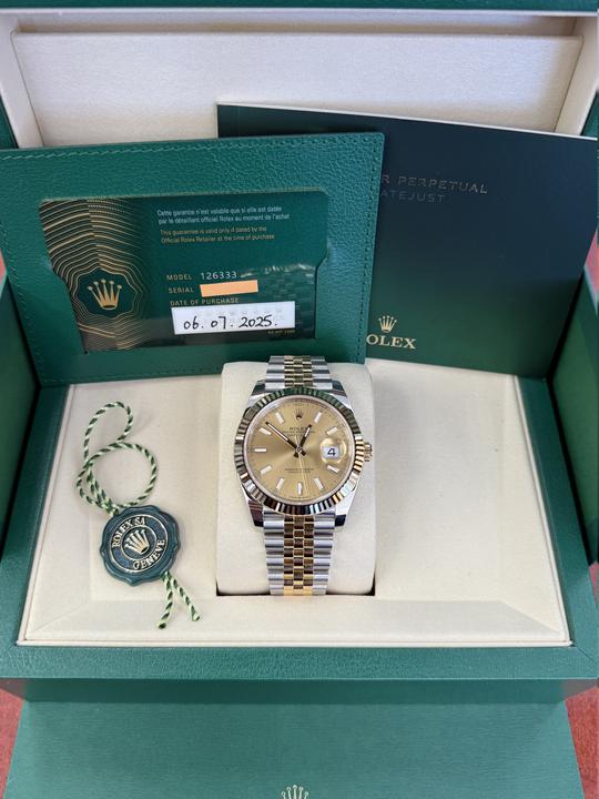 Datejust 41mm two tone yellow jubilee wimbledon dial
