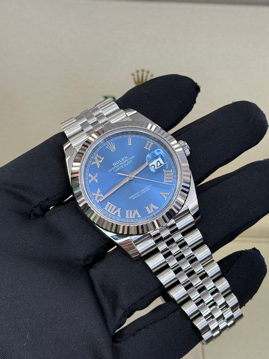 Rolex Datejust 41mm Stainless Steel Fluted Jubilee Blue Azzurro Dial - 126334