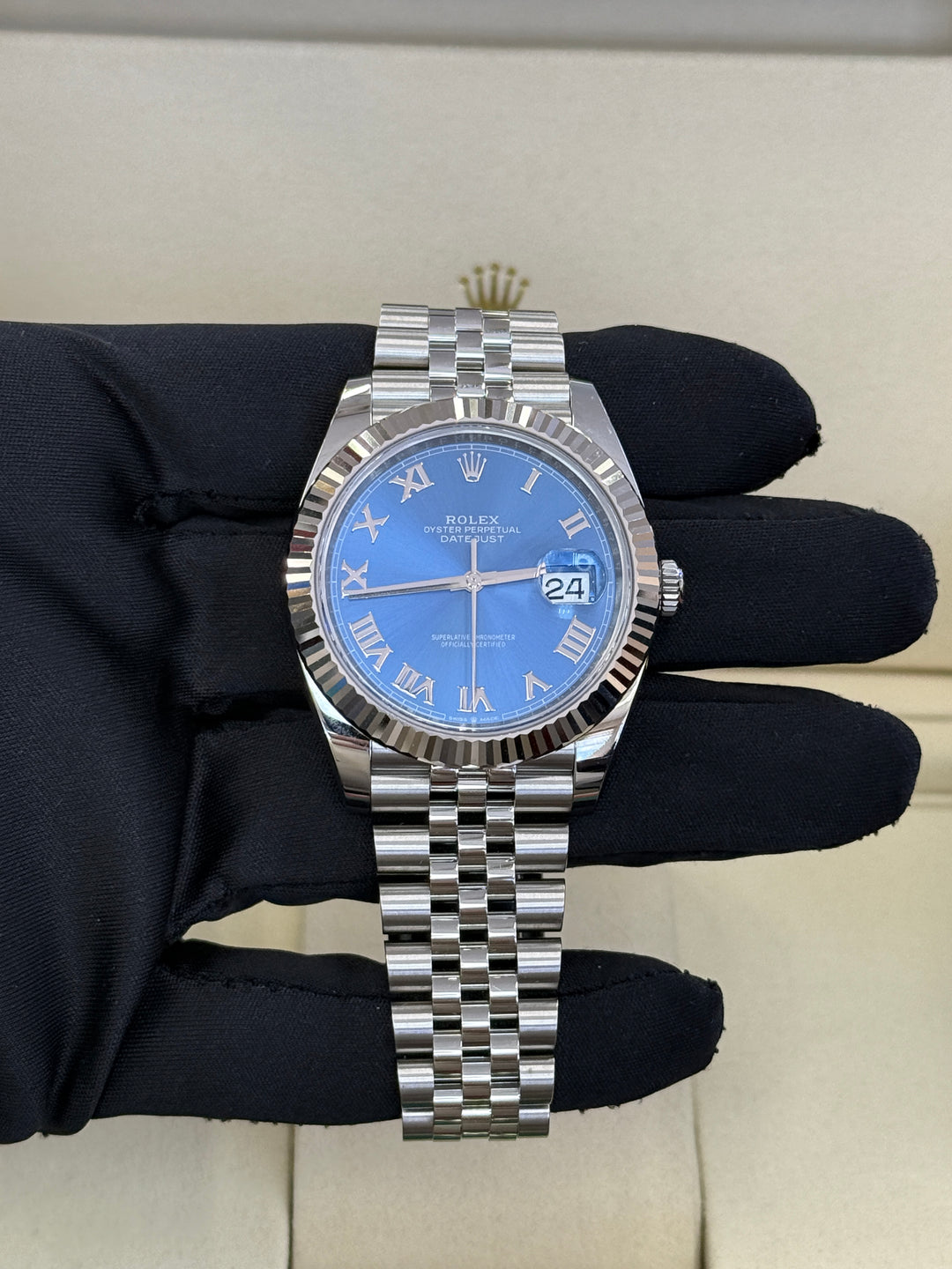 Rolex Datejust 41mm Stainless Steel Fluted Jubilee Blue Azzurro Dial - 126334