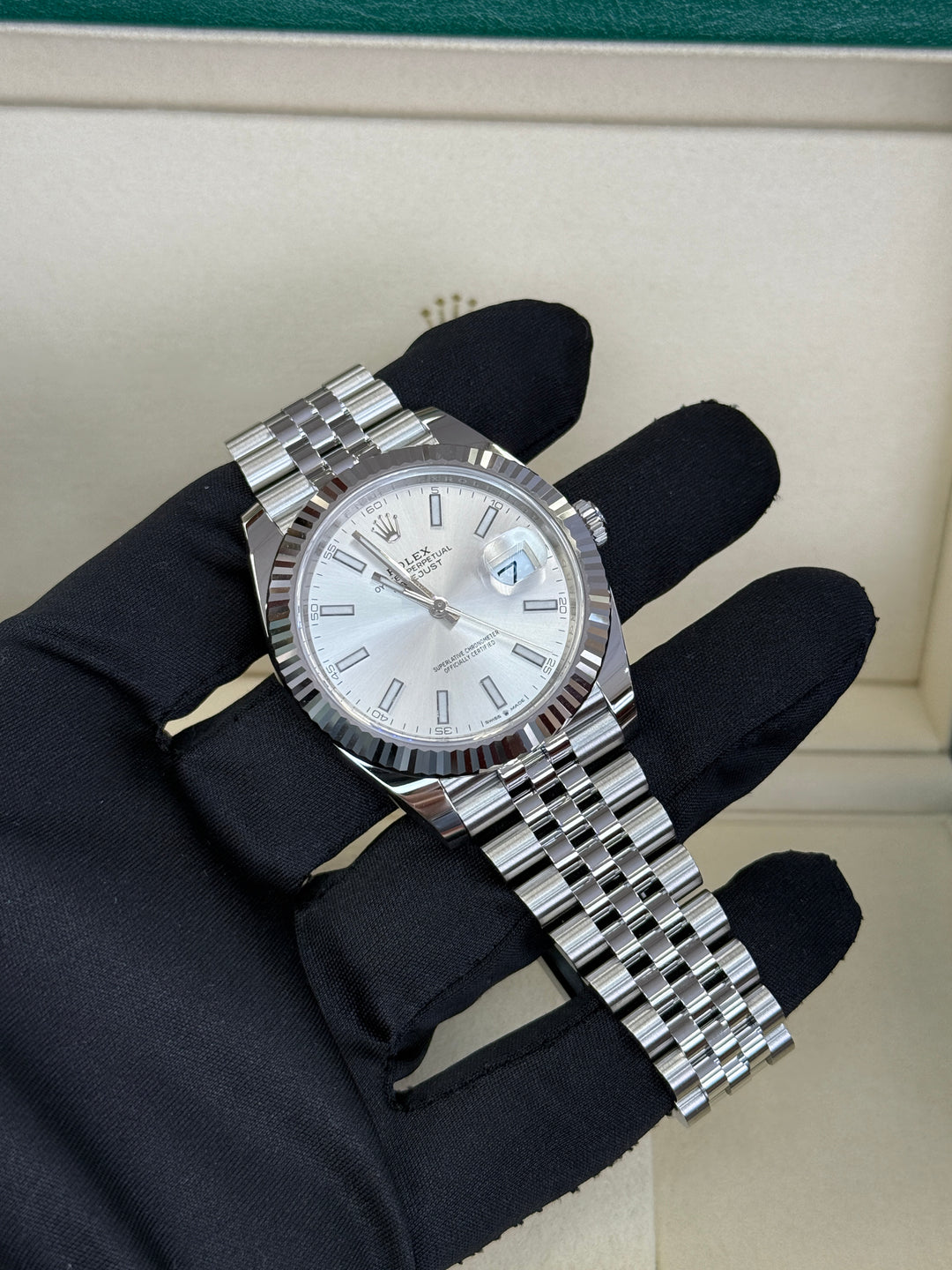 Rolex Datejust 41mm Stainless Steel Fluted Jubilee Silver Stick Dial - 126334