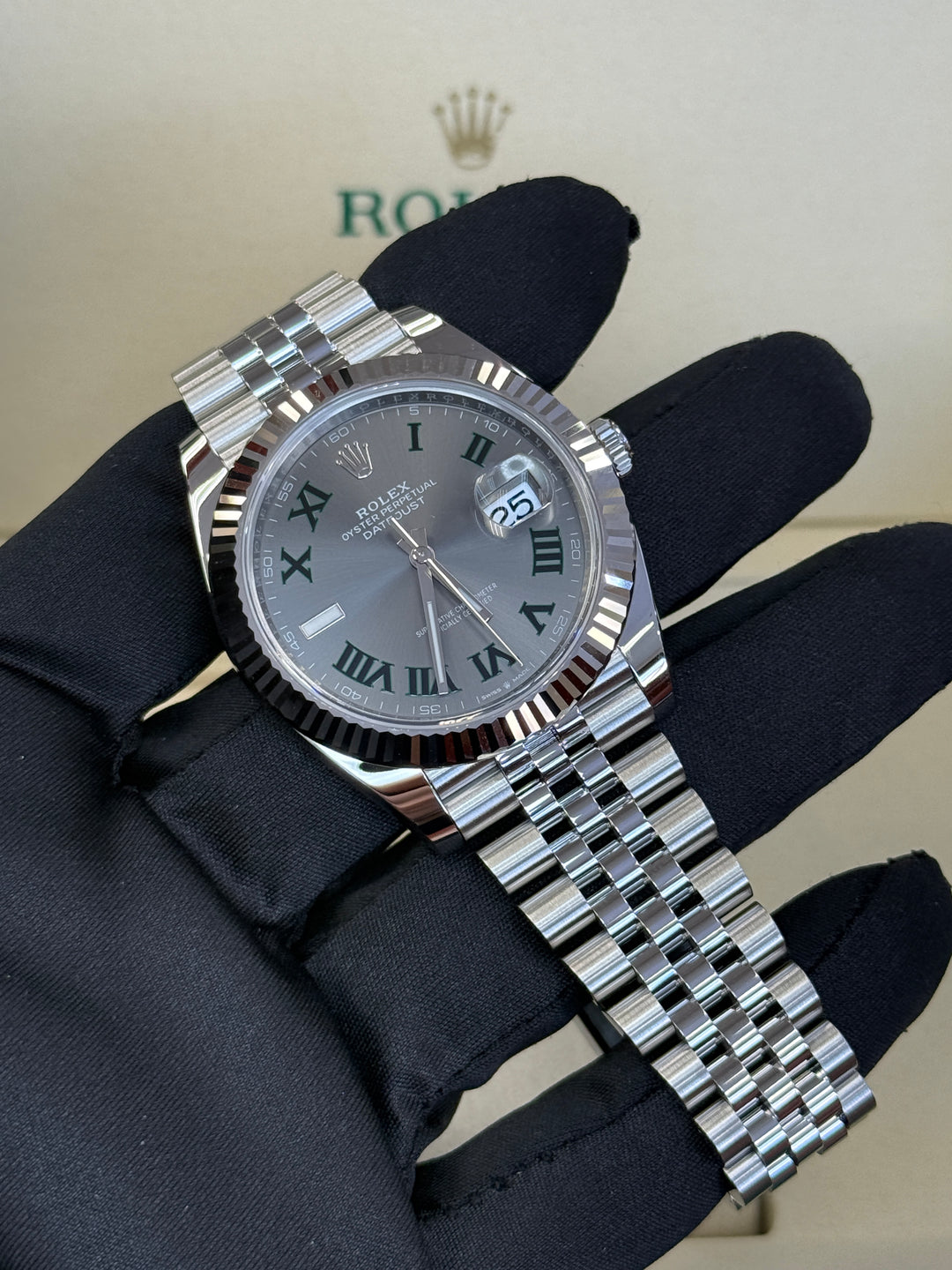 Rolex Datejust 41mm Stainless Steel Fluted Jubilee Wimbledon Dial - 126334