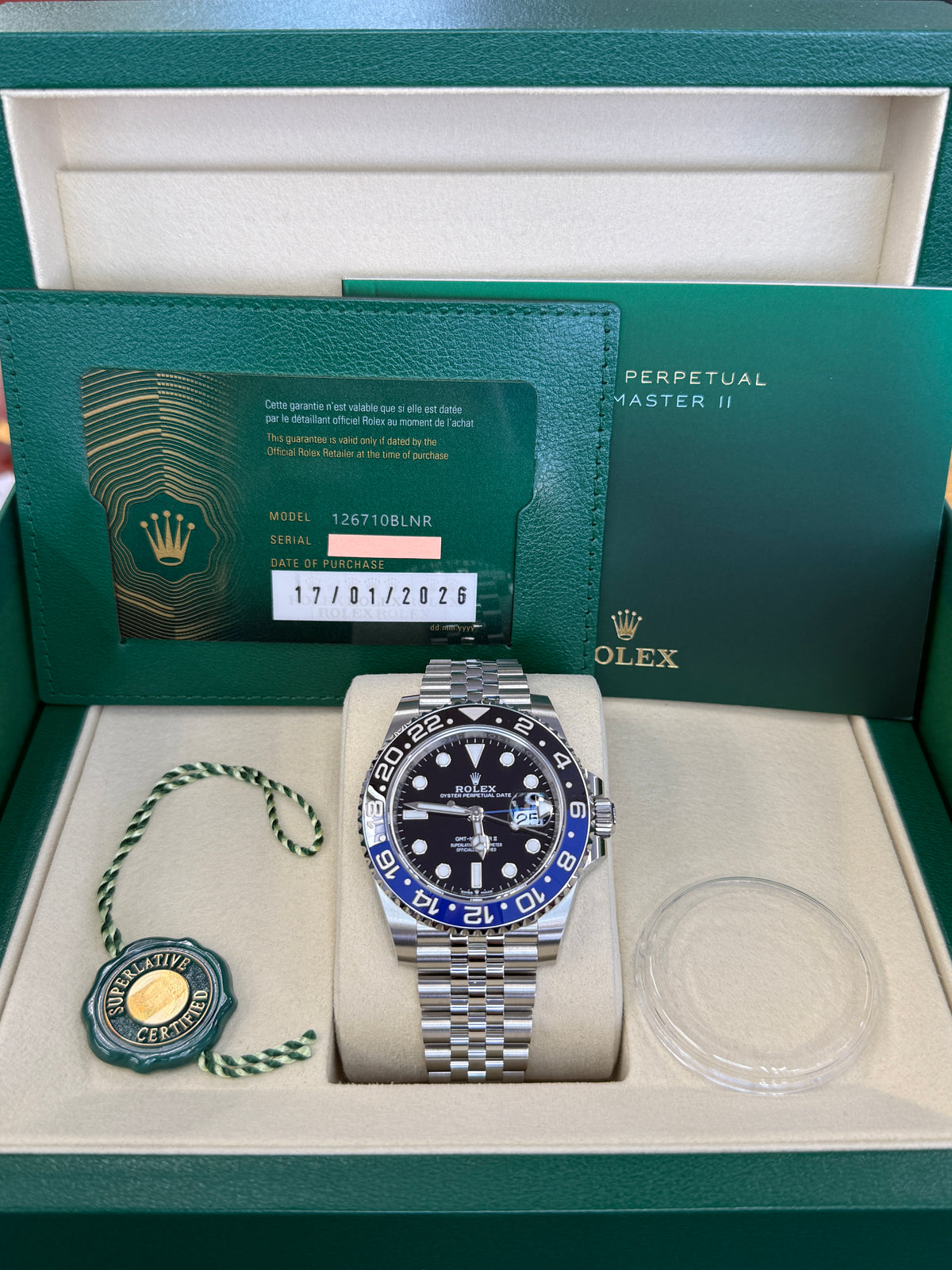 Rolex gmt master ii 40mm batgirl stainless steel jubilee   126710blnr