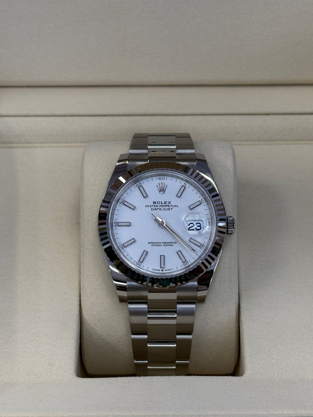 Rolex Datejust 41mm White Index Dial Stainless Steel Oyster - 126334