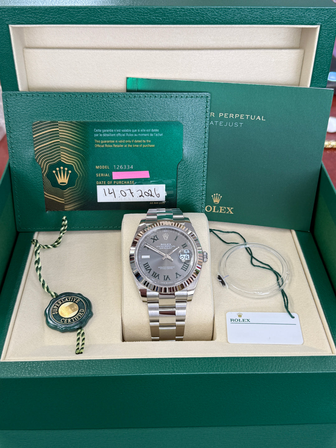 Rolex Datejust 41mm Wimbledon Dial Stainless Steel Oyster - 126334