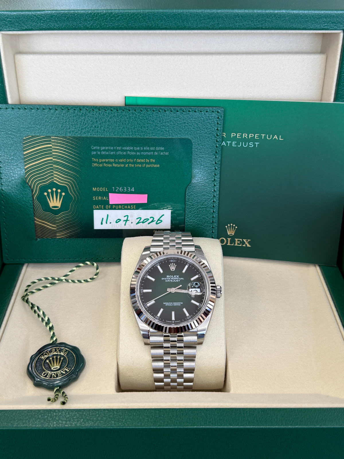 Rolex datejust 41mm green ombre dial stainless steel jubilee   126334