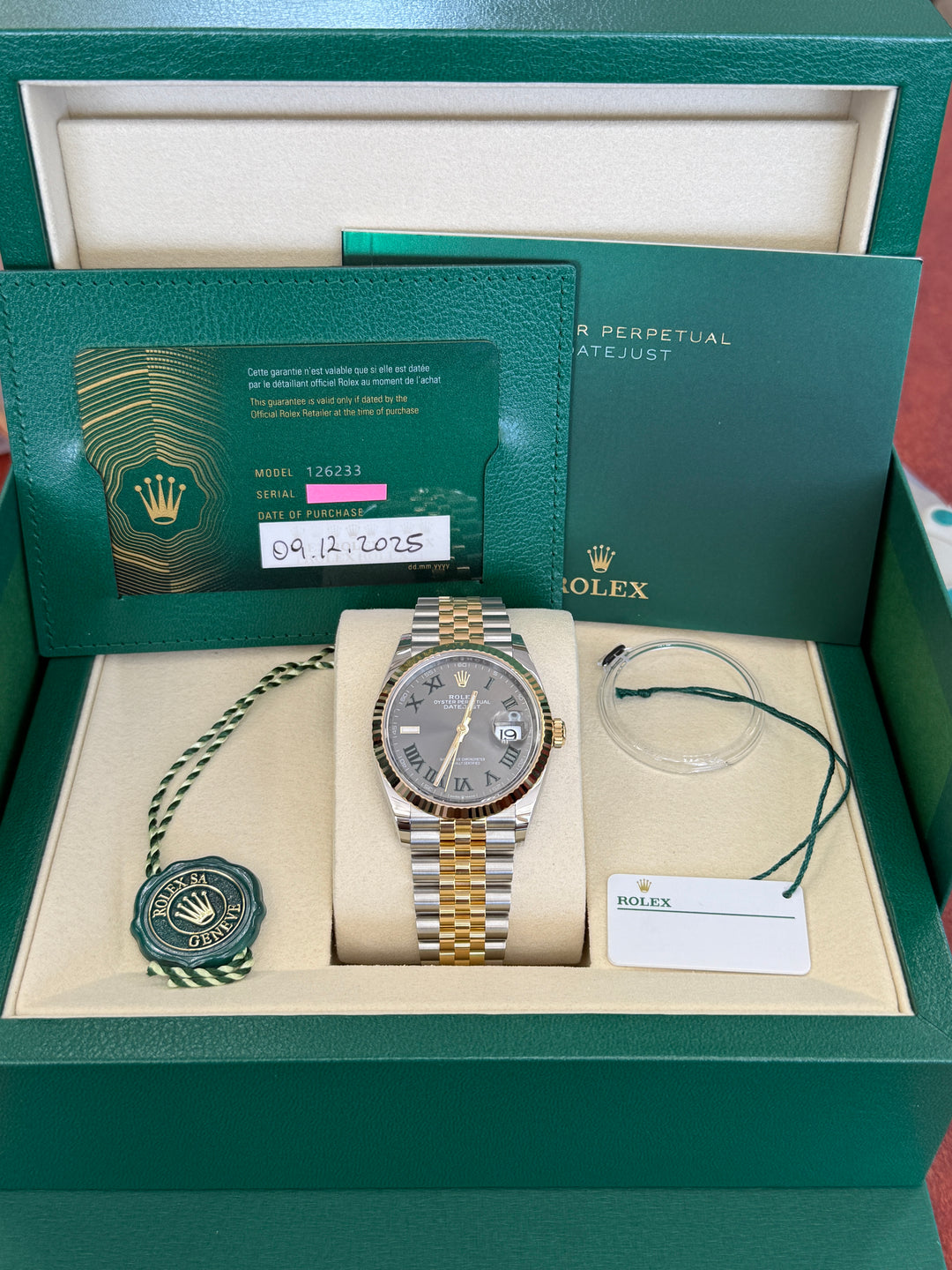 Rolex Datejust 36mm Wimbledon Dial Two-Tone Yellow Fluted Jubilee - 126233