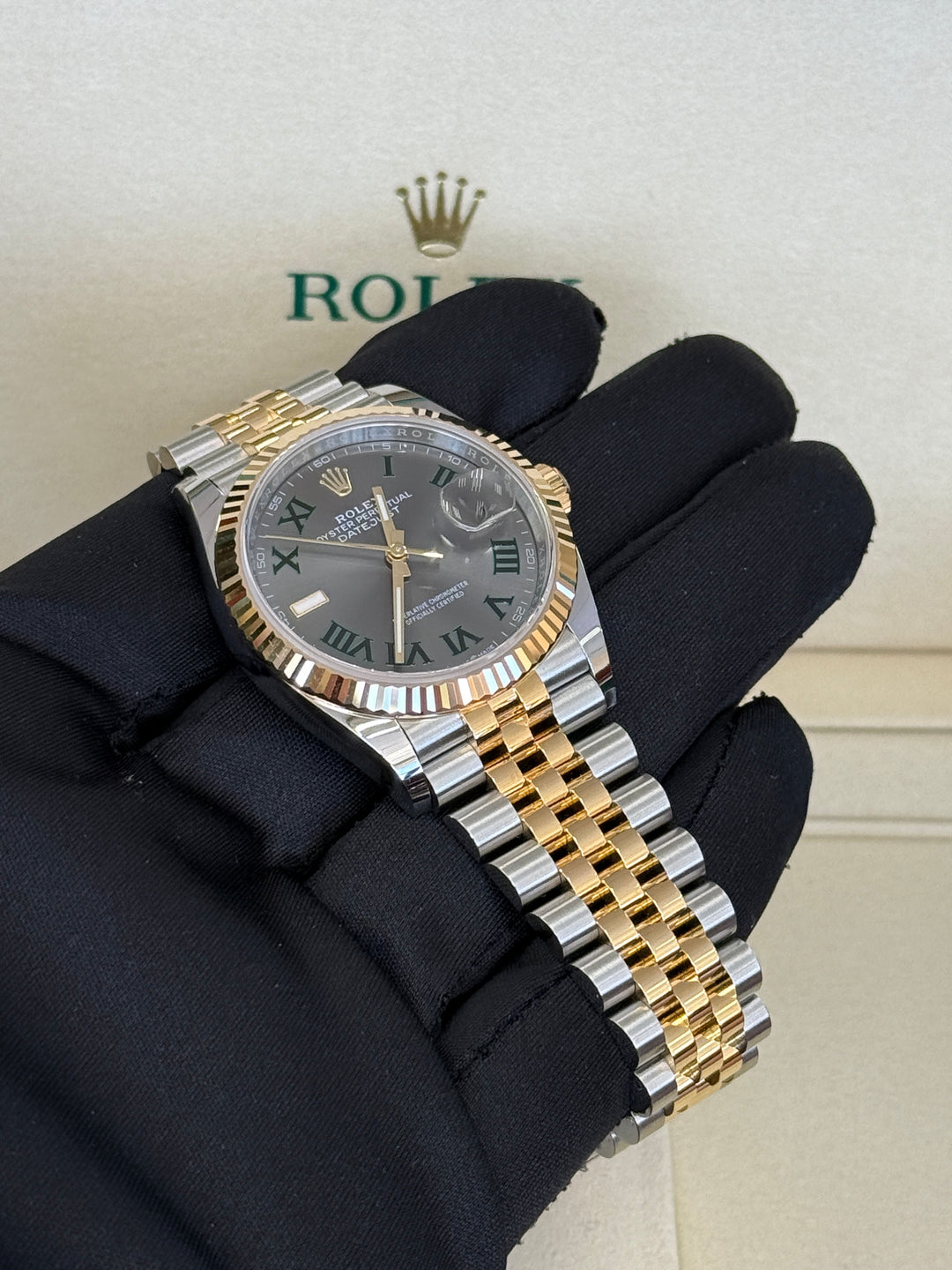 Rolex Datejust 36mm Wimbledon Dial Two-Tone Yellow Fluted Jubilee - 126233