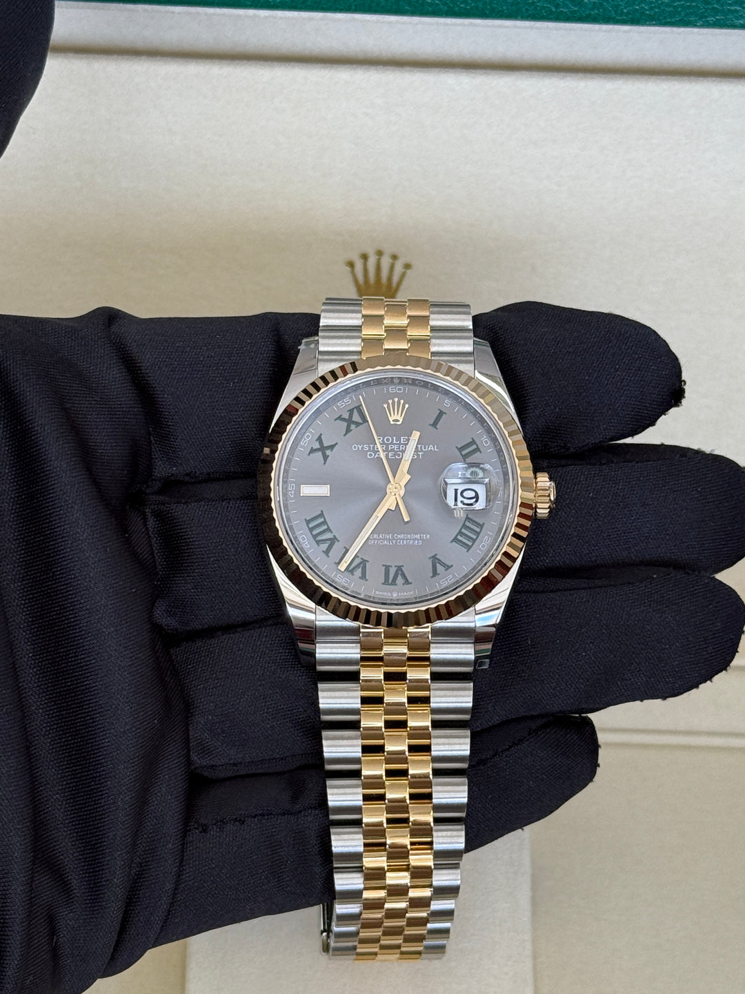 Rolex Datejust 36mm Wimbledon Dial Two-Tone Yellow Fluted Jubilee - 126233