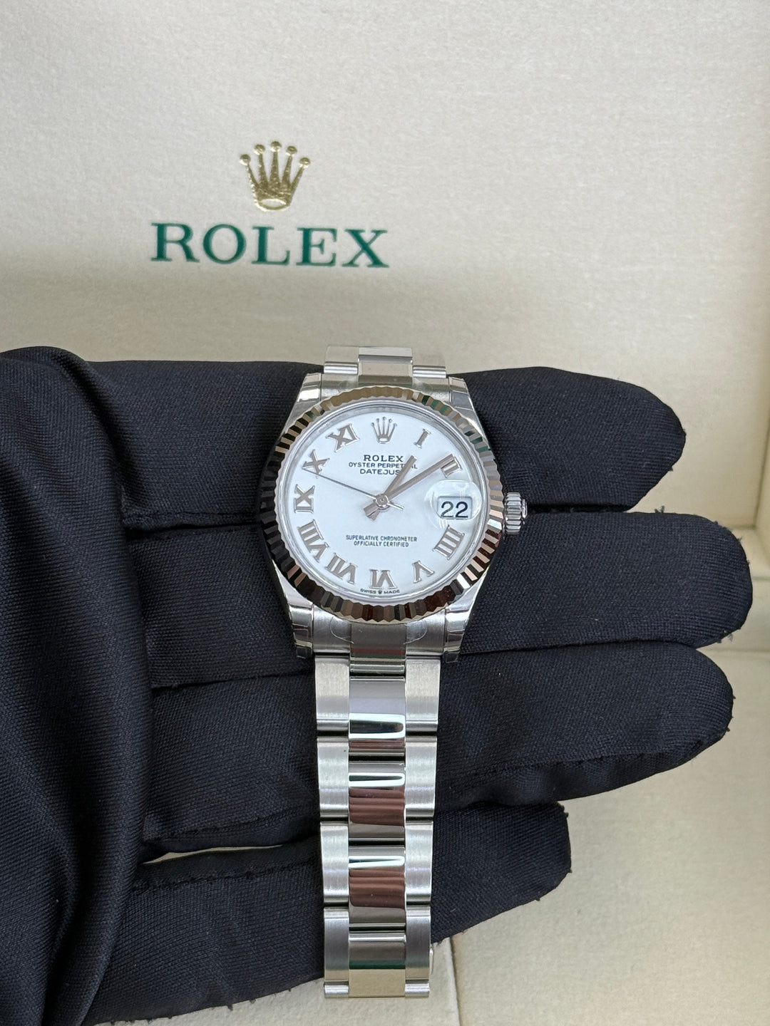 Rolex Datejust 31mm White Roman Dial Stainless Steel Oyster - 278274