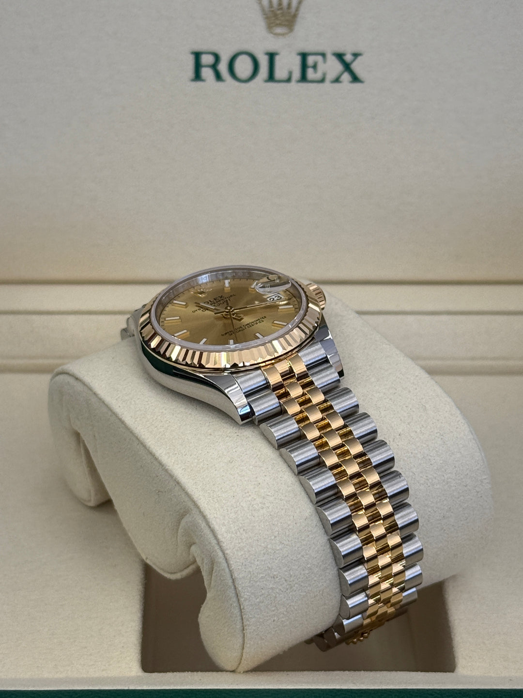 Rolex Datejust 31mm Two-Tone Yellow Fluted Jubilee Champagne Stick Dial - 278273