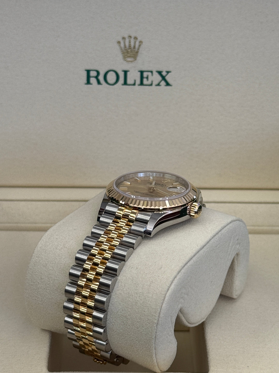 Rolex Datejust 31mm Two-Tone Yellow Fluted Jubilee Champagne Stick Dial - 278273