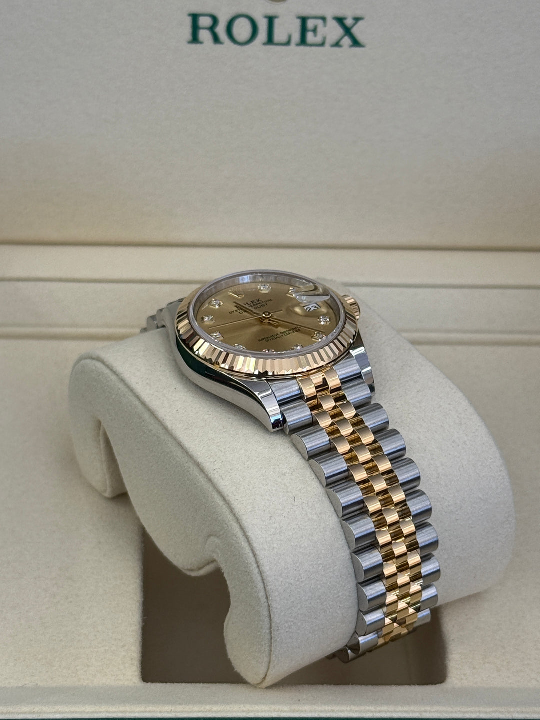 Rolex Datejust 31mm Two-Tone Yellow Fluted Jubilee Champagne Diamond Dial - 278273