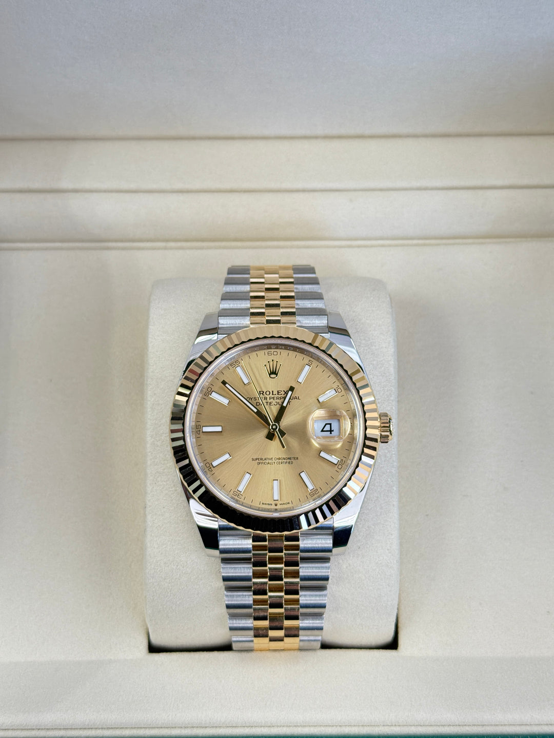 Rolex Datejust 41mm Two-Tone Yellow Jubilee Champagne Stick Dial