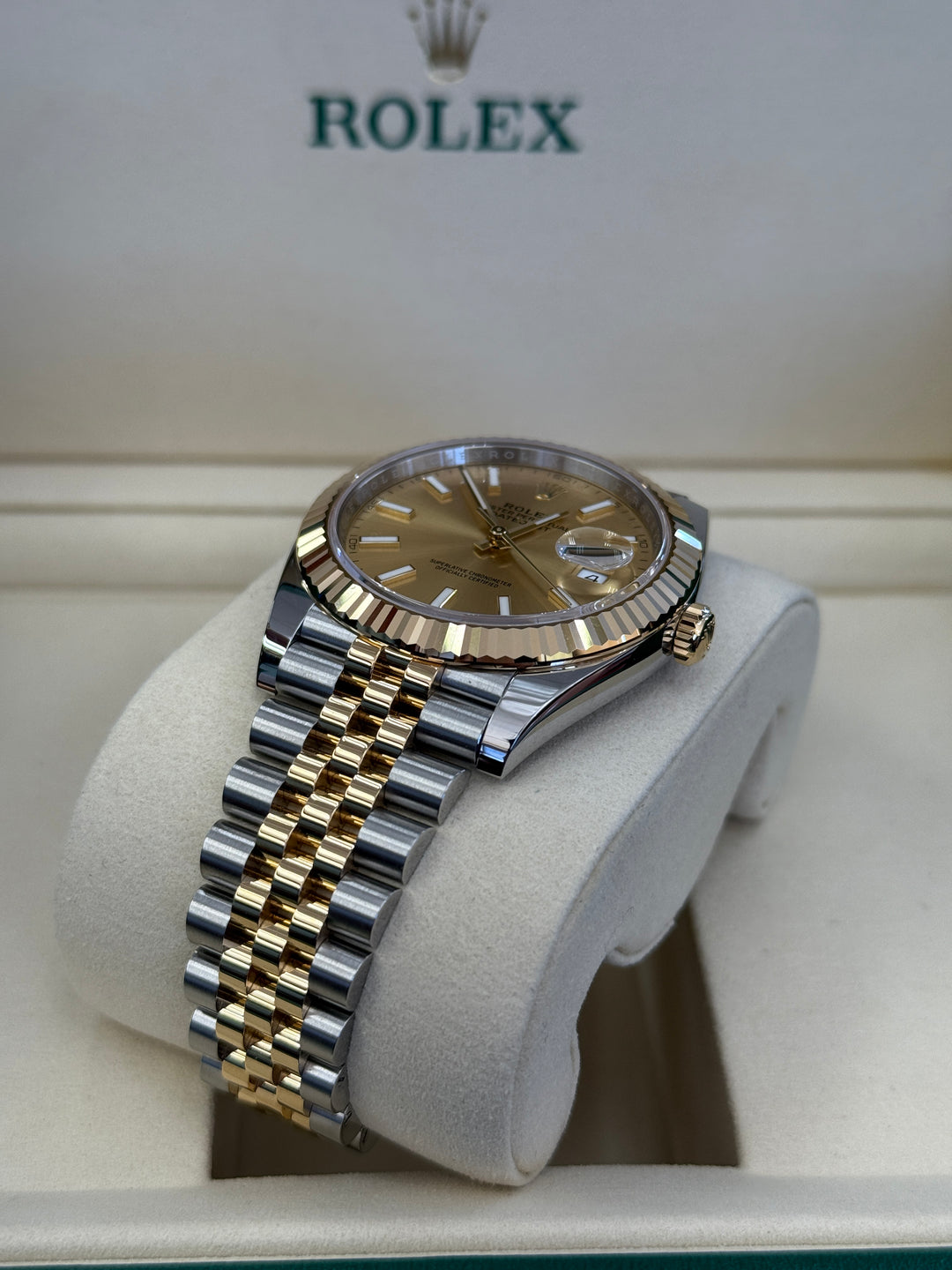 Rolex Datejust 41mm Two-Tone Yellow Jubilee Champagne Stick Dial