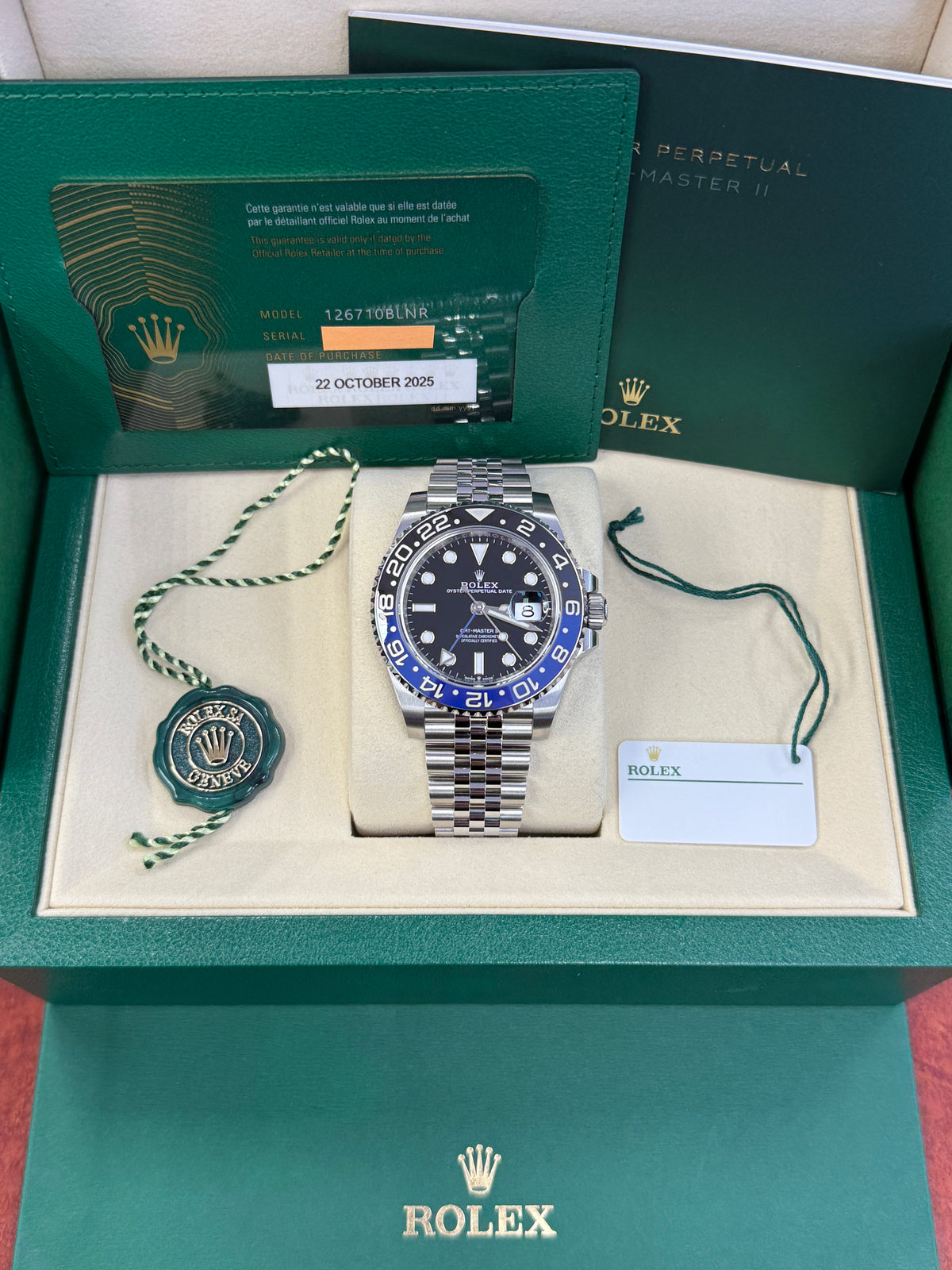 Rolex gmt master ii 'batgirl' stainless steel jubilee