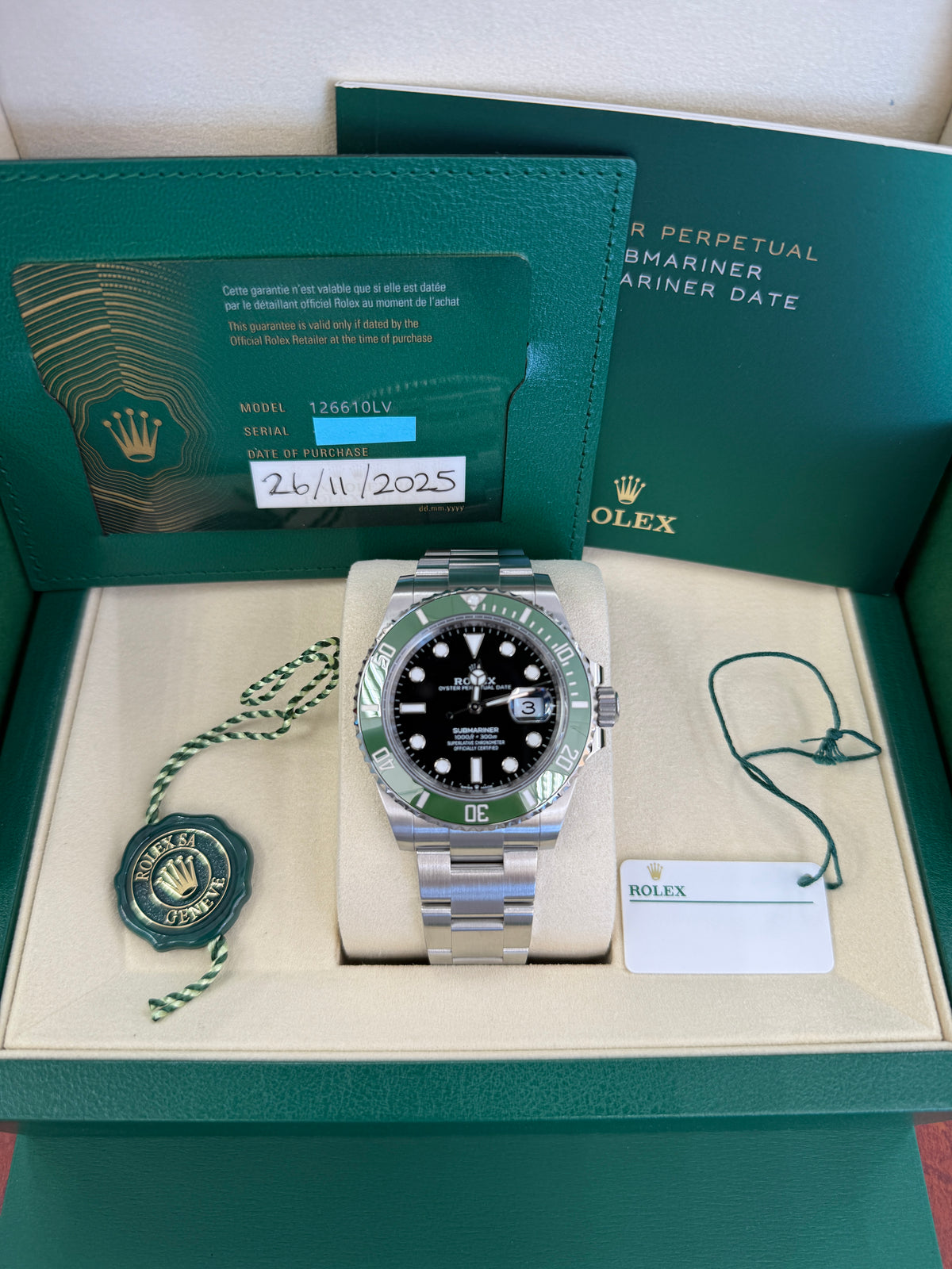 Rolex submariner date 'starbucks' stainless steel oyster