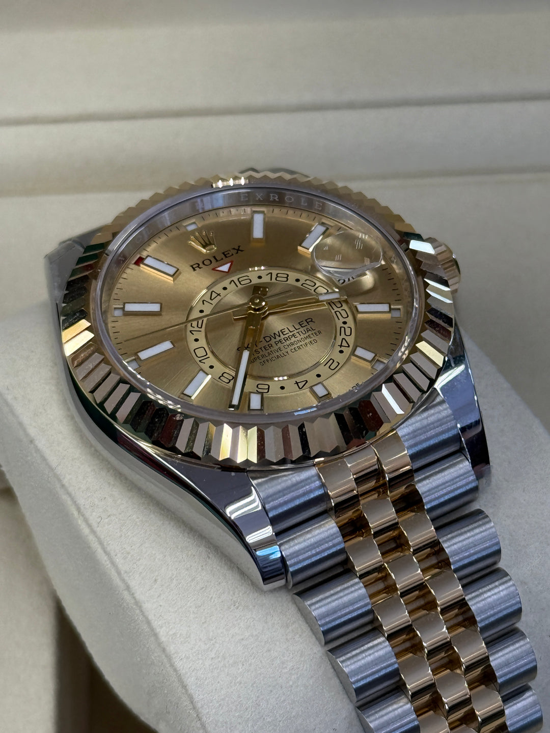 Rolex Sky-Dweller 42mm Two-Tone Yellow Fluted Jubilee Champagne Dial - 336933