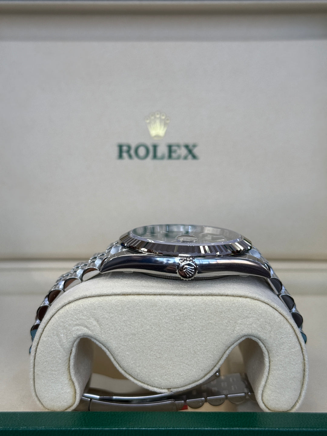 Rolex Datejust 41mm Stainless Steel Fluted Jubilee Mint Green Stick Dial - 126334