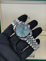 Load image into Gallery viewer, Rolex Datejust 41mm Stainless Steel Fluted Jubilee Mint Green Stick Dial - 126334
