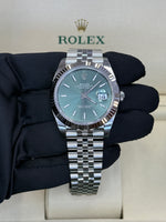 Load image into Gallery viewer, Rolex Datejust 41mm Stainless Steel Fluted Jubilee Mint Green Stick Dial - 126334
